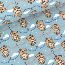 Designerstoff Biojersey Endless Love - stillwater blau